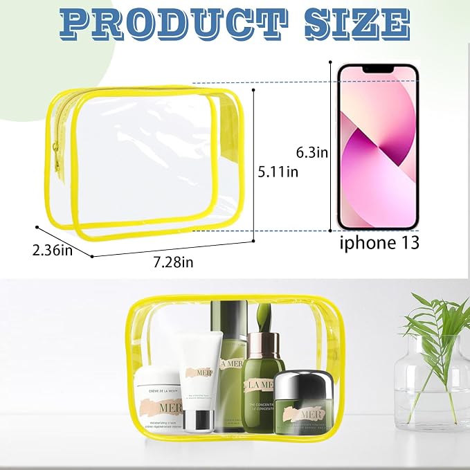 16 Pieces Clear Makeup Bag PVC Zippered Clear Toiletry Carry Pouch Portable - Image 2