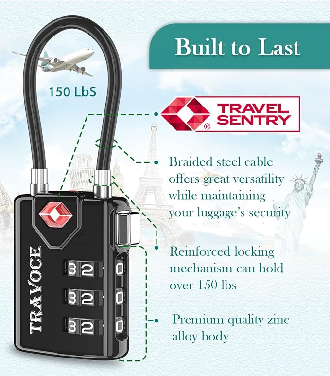 TSA Approved Luggage Locks, Travel Locks Which Also Work Great as Gym Locks - Image 2