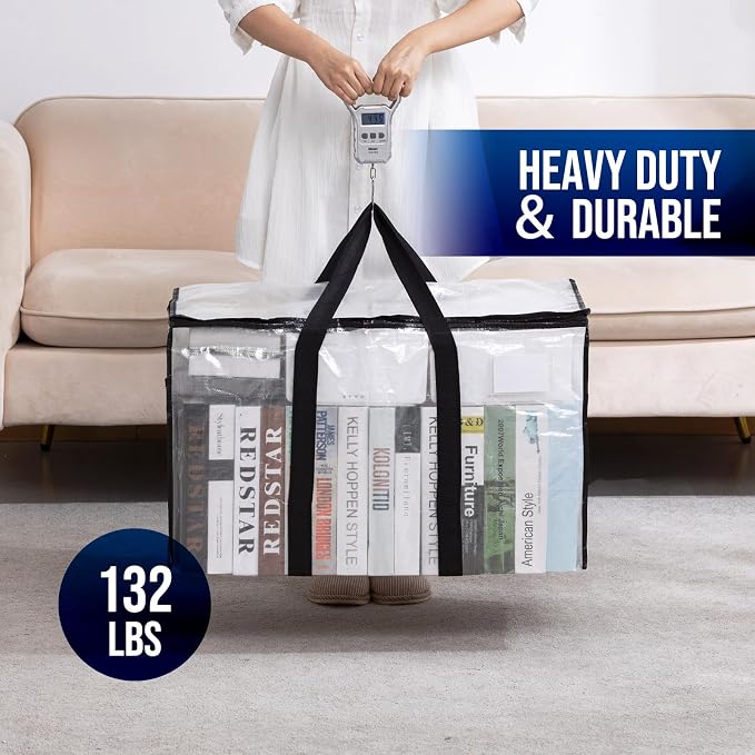 TAILI Extra Large Moving Bags, 12 Pack Clear Heavy Duty Totes - Image 7