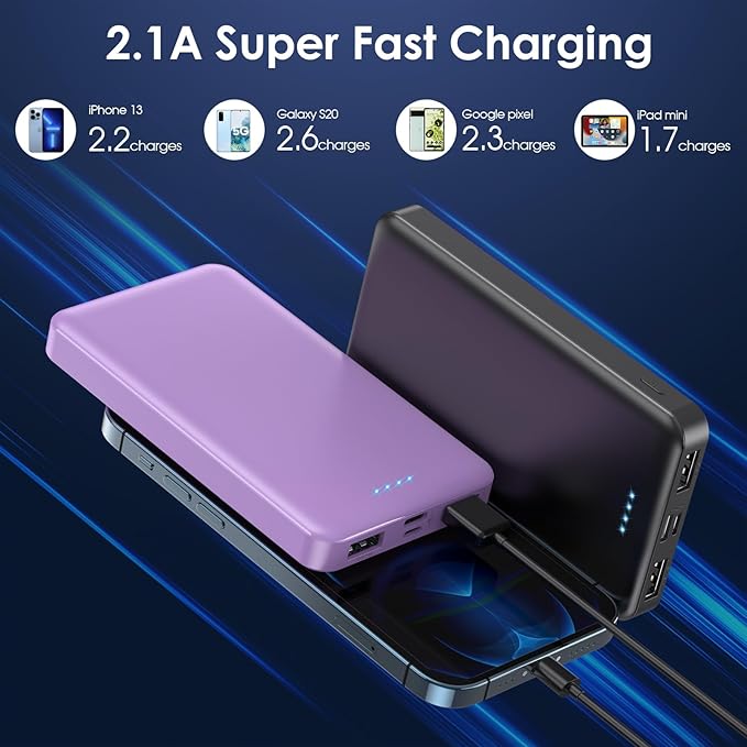 Portable Charger Power Bank 10000mAh, Ultra Slim Compact External Battery Pack - Image 2