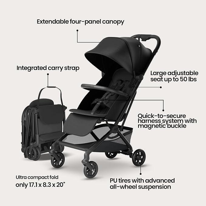 Mompush Velo Lightweight Travel Stroller – One-Hand Fold, Ultra-Compact & - Image 3