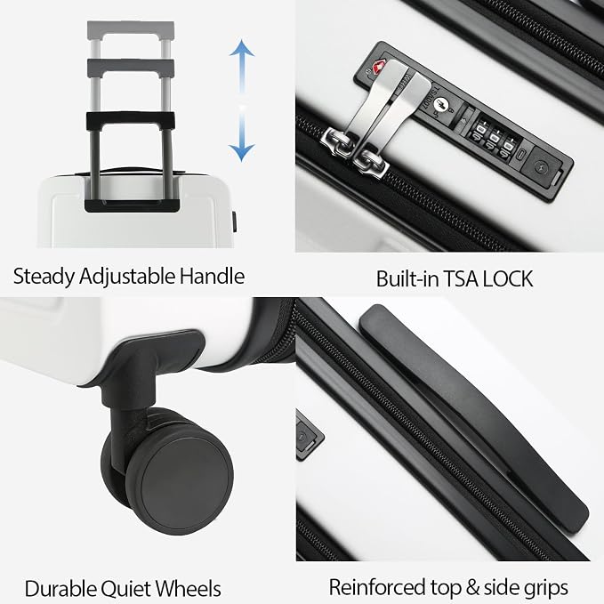 KROSER Carry On Luggage with Spinner Wheels & Built-in TSA Lock, Expandable Top - Image 4