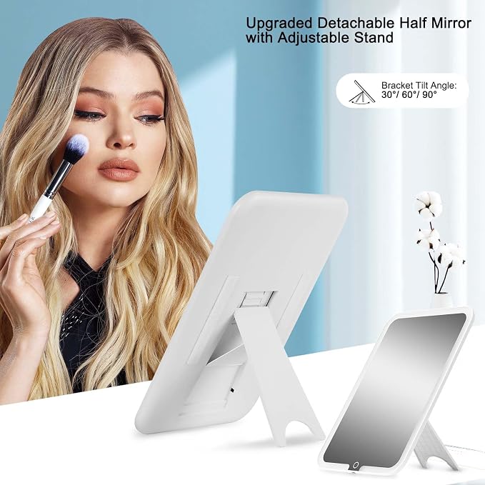Large Travel Makeup Bag with LED Mirror, 3-Color Stepless Dimming Stand Mirror - Image 3