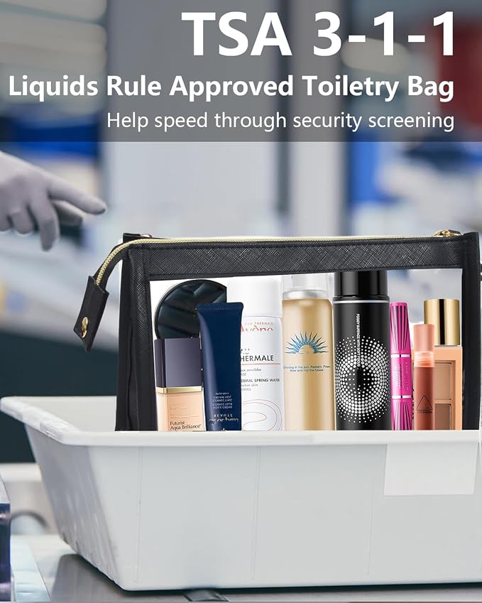 2 Pack Clear Makeup Bag Set Travel Cosmetic Case TSA Approved Toiletry Bag - Image 6