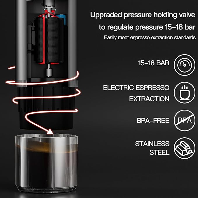 CONQUECO Portable Espresso Coffee Machine: 12V Electric Small Travel Expresso - Image 3