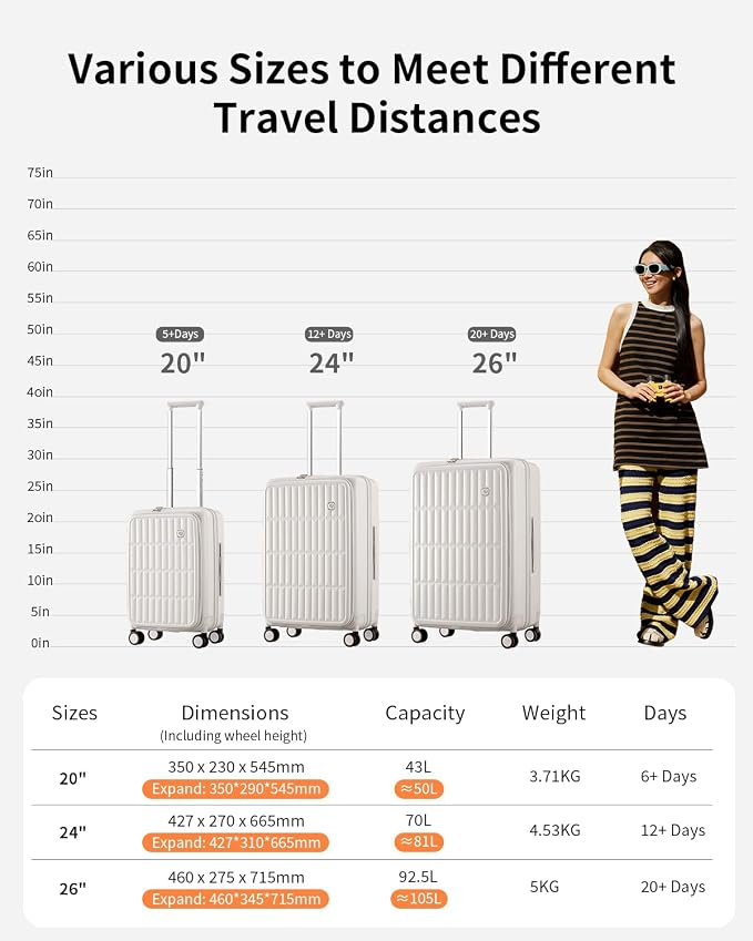 aji Expandable Top Open 24 Inch Checked Luggage - Image 11