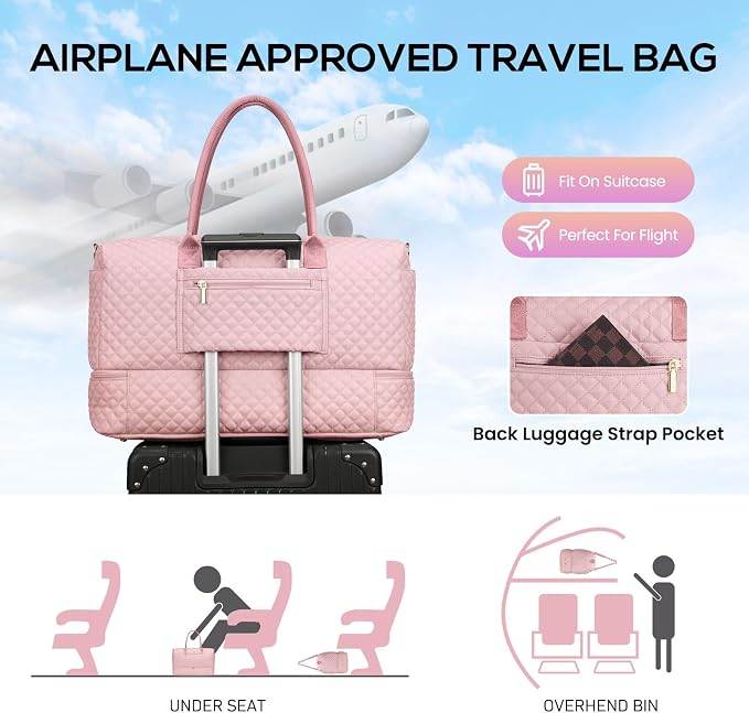 Travel Duffle Bag for Women Weekender Overnight Bag - Image 8