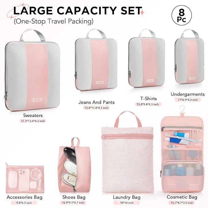 8 Set Compression Packing Cubes - Image 2
