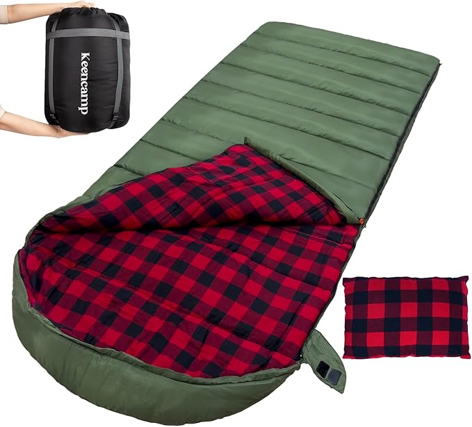 0 Degree Sleeping Bag Cotton Flannel Winter Cold Weather by Keencamp