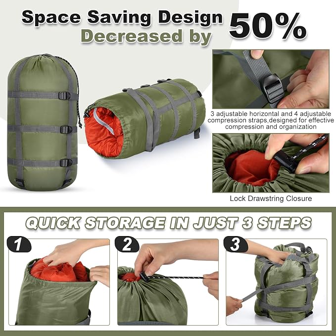 5 Pack Compression Stuff Sack 5 Assorted Size Sleeping Bag Stuff Sack - Image 4