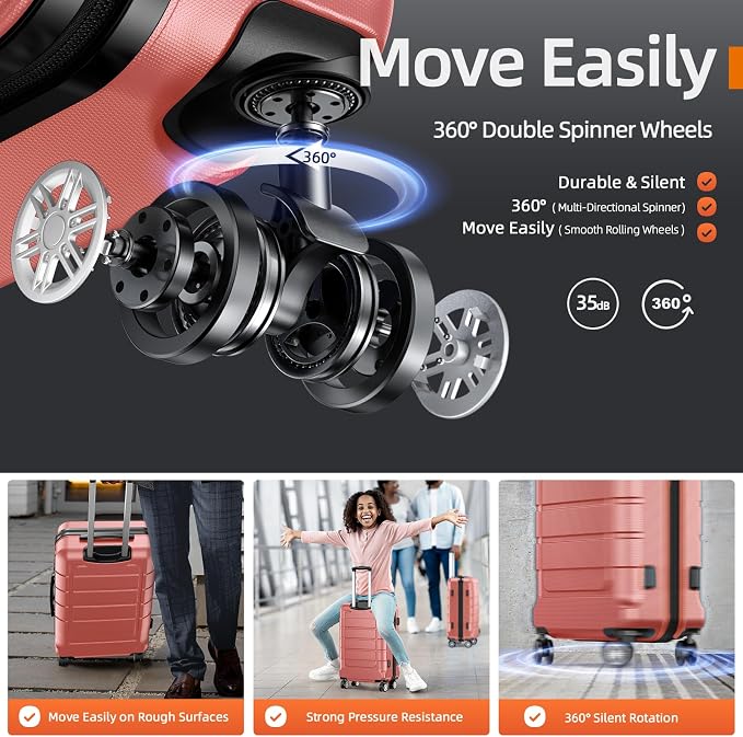 SHOWKOO Luggage Sets Expandable PC+ABS Durable Suitcase Sets Double Wheels TSA - Image 3