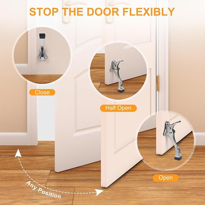 6 Packs Heavy Duty Kickdown Door Stopper, One Touch Adjustable Kickdown Door - Image 6