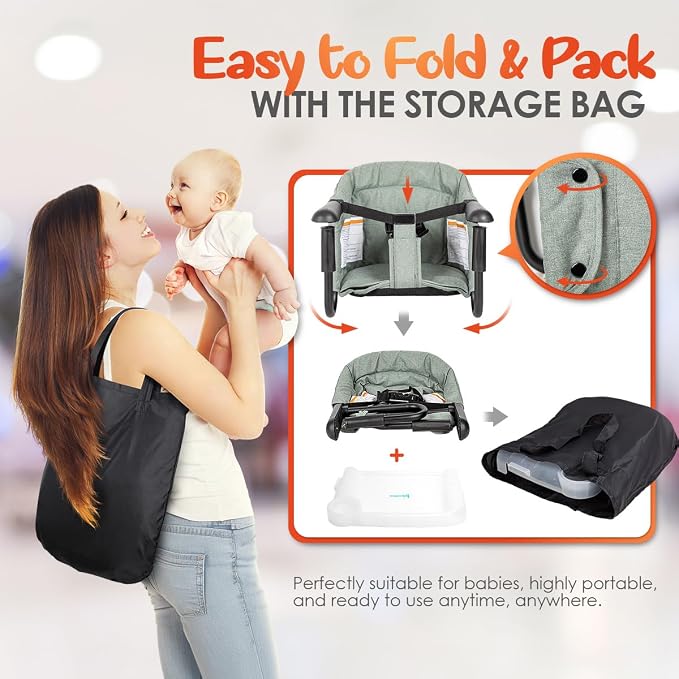 Hook On Chair with Removable Dining Tray, Portable Hook-On Chairs with Storage - Image 5