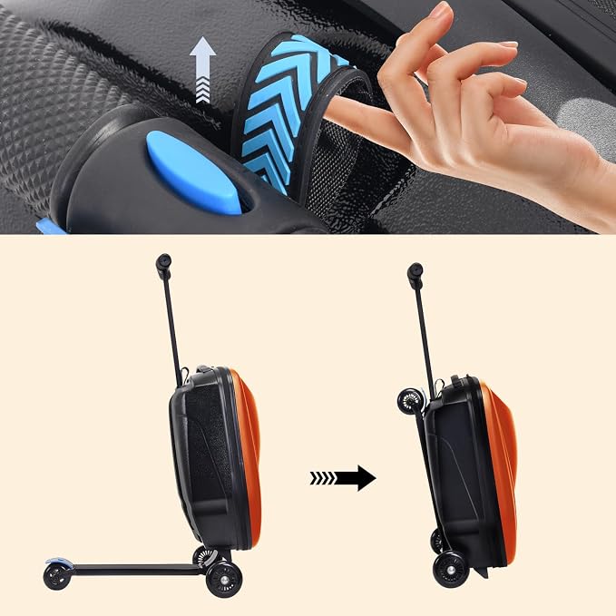 20" Scooter Suitcase for Kids, 2-in-1 Ride On Luggage - Image 6