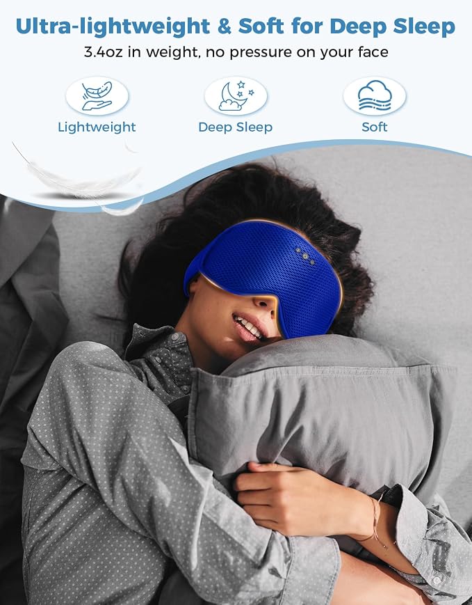 3D Contoured Sleep Mask with Bluetooth Headphones, Eye Masks - Image 2