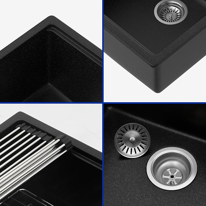Dcolora 28 Inch Matte Black Undermount Kitchen Sink Single Bowl Modern Sink - Image 7