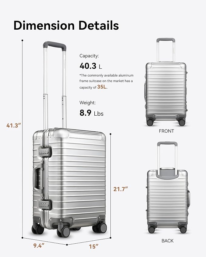 LUGGEX All Aluminum Carry On Luggage - Image 8
