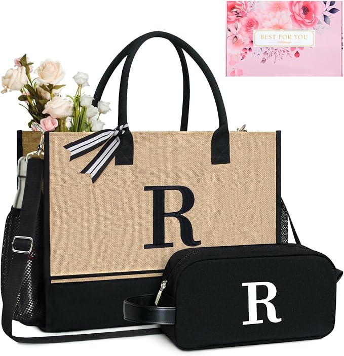 TOPDesign Personalized Initial Canvas Tote Bag, by TOPDesign