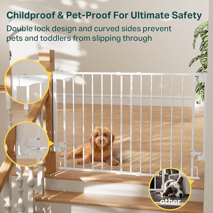 Cumbor 29.2–43" Baby Gate for Stairs, Wall-Mounted, Expandable No Bottom Bar - Image 6
