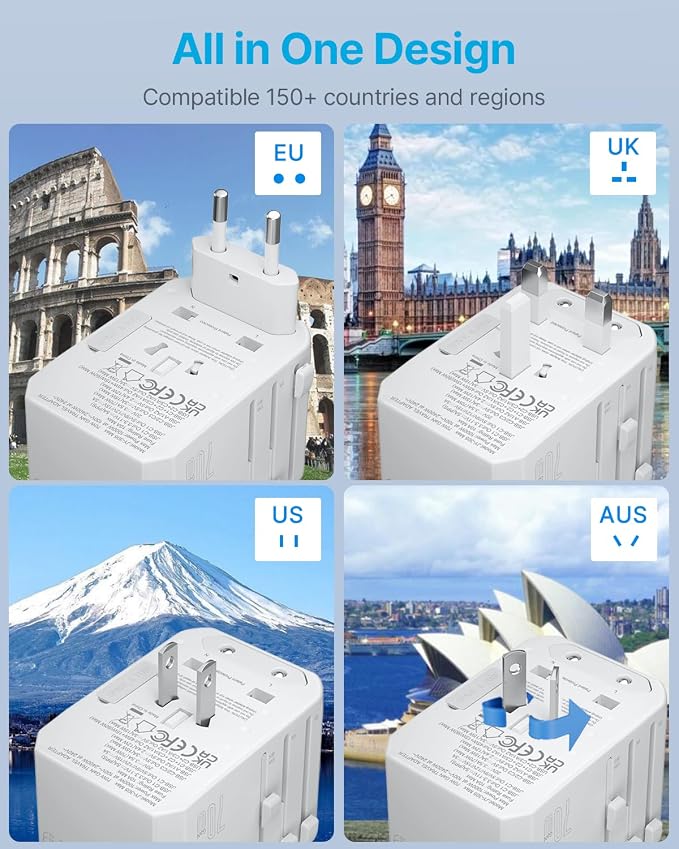 Universal Travel Adapter, VINTAR 70W GaN International Power Adapter - Image 3