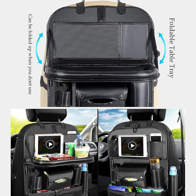 Car Backseat Organizer with Foldable Table Tray, Car Storage Organizer with - Image 3