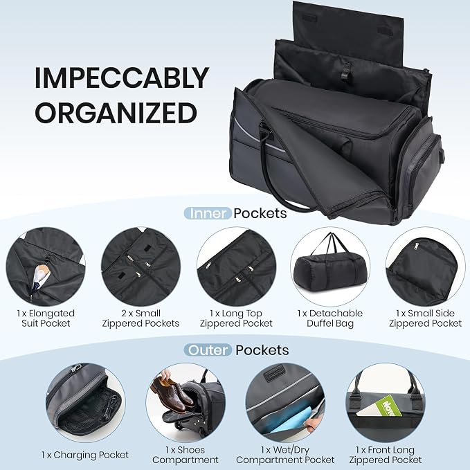 Fanwoli 3-in-1 Rolling Garment Bag - Image 4