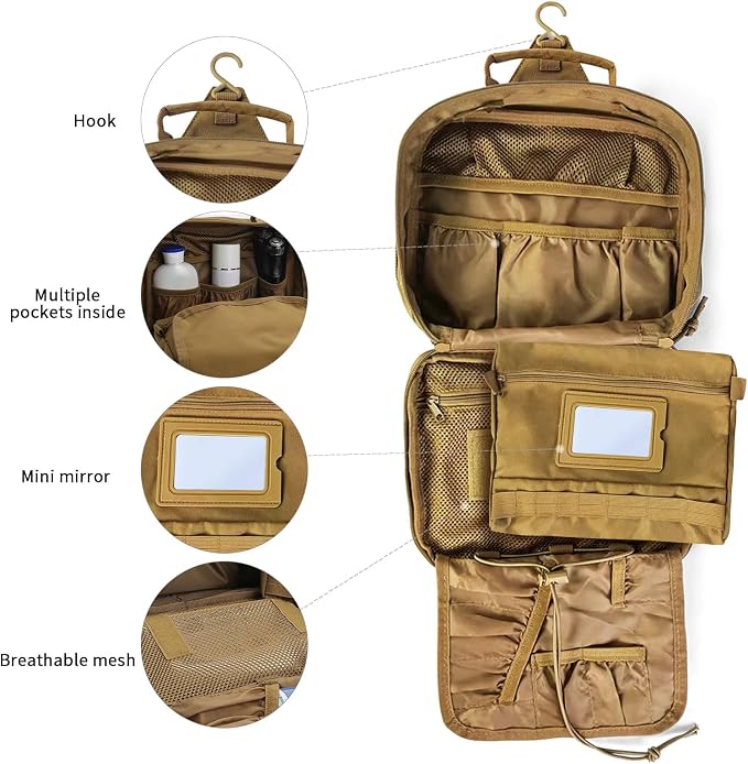 Toiletry Bag for Men, Travel Hanging Hook Toiletry Bag, Spacious Portable - Image 3