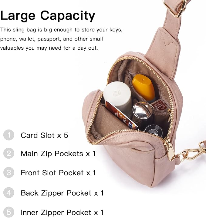 Telena Small Sling Bag for Women Leather Crossbody Fanny Packs Chest Bag for - Image 3