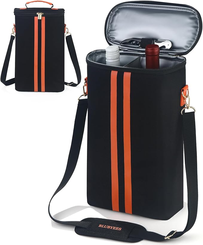 2-Bottle Insulated Wine Carrier Tote by BLUBYEES