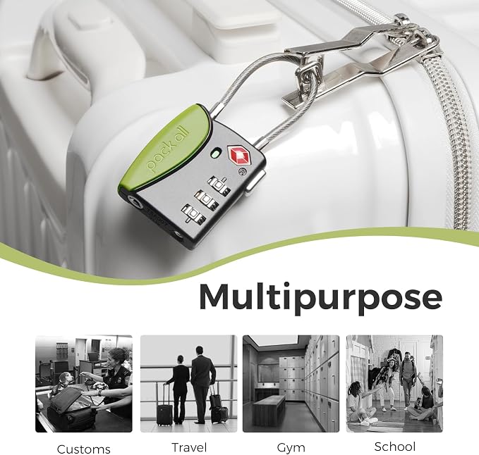 pack all TSA Approved Cable Luggage Locks, 3 Digit Combination Padlocks - Image 8
