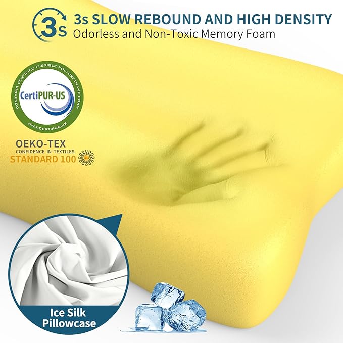 Cervical Neck Pillow for Pain Relief, Contour Memory Foam Pillows for Sleeping - Image 4