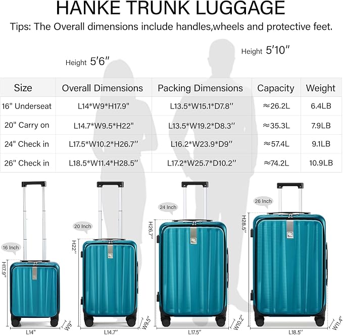 Hanke 26 Inch Large Luggage Suitcase Top Opening Aluminum Frame Tsa Luggage - Image 3