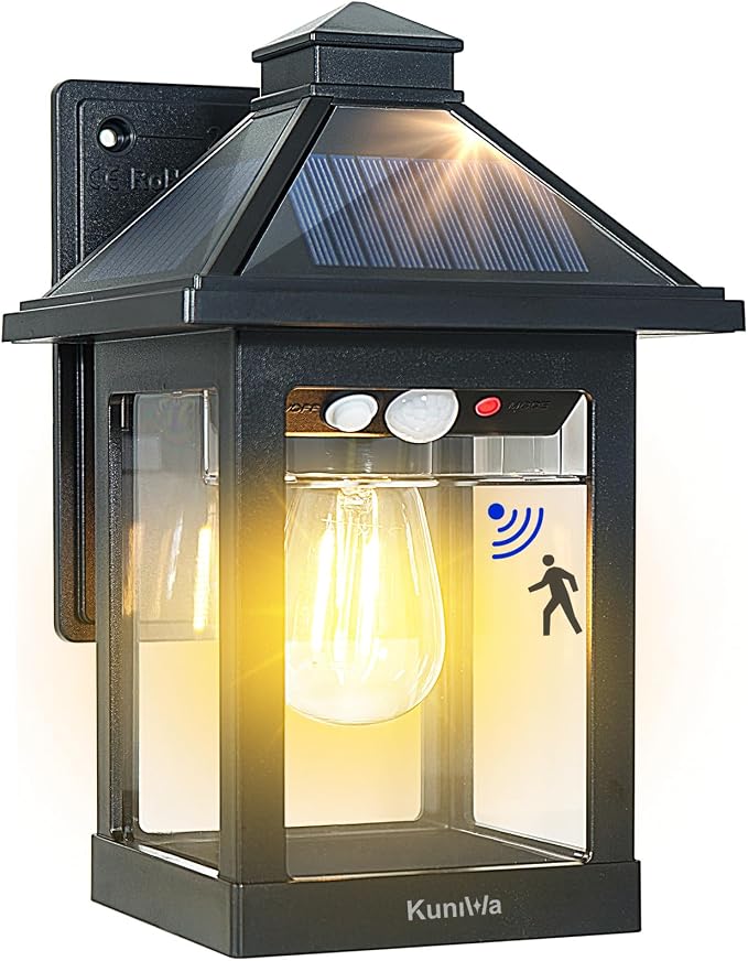 Solar Wall Light Outdoor with 3 Lighting Modes, Dusk to Dawn Led Wall Mount by Kuniwa