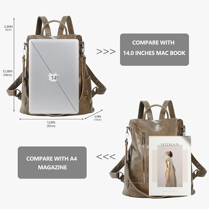 Women Backpack Purse PU Leather Anti-theft Casual Shoulder Bag Fashion Ladies - Image 4