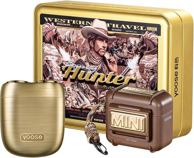 yoose Bounty Hunter Mini Shaver Gift Set, Portable Alloy Travel Shavers by yoose