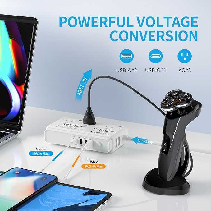220v to 110v Voltage Converter Adapter: International US to Europe Travel Power - Image 5