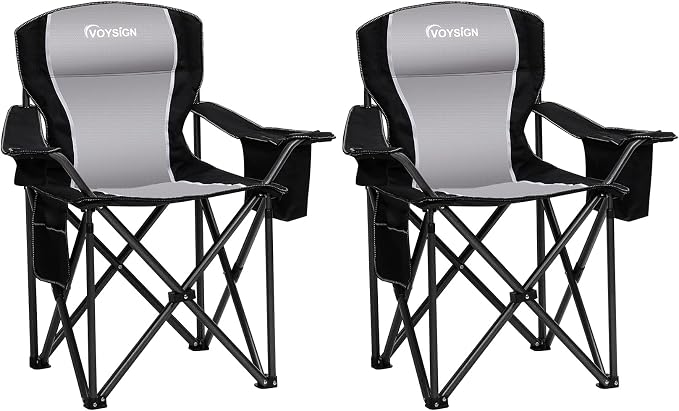 Padded Camping Chairs for Adults, Oversized Folding Outdoor Chairs, Weight by VOYSIGN