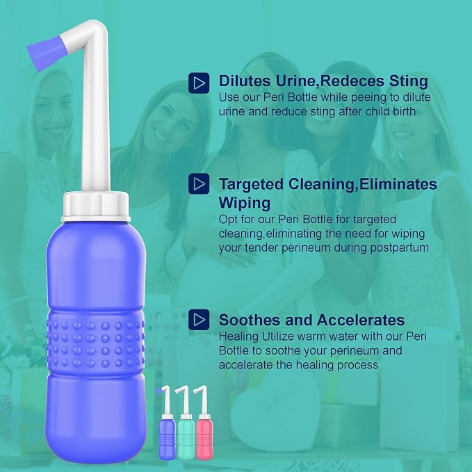 2PCS Blue+Green Peri Bottle for Postpartum Essentials, Feminine Care - 15oz - Image 4