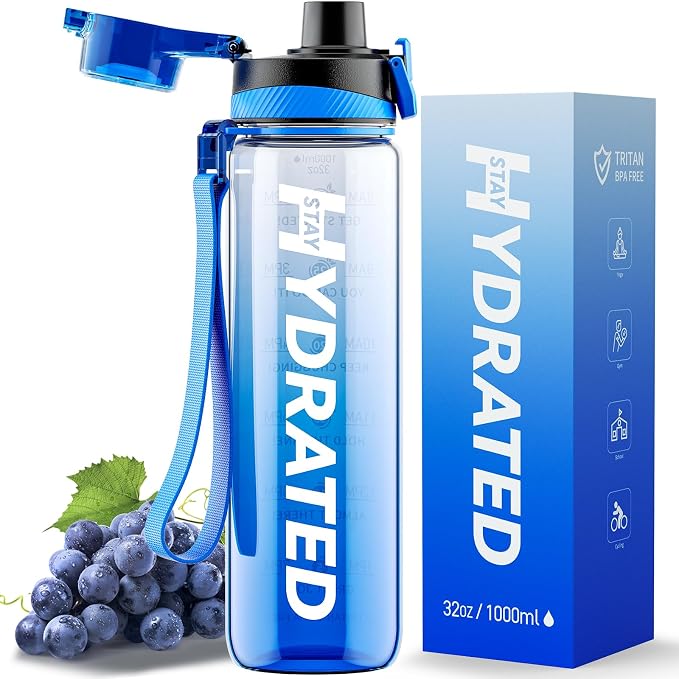 Water Bottle, 32 oz Motivational Water Bottles by Mevoly