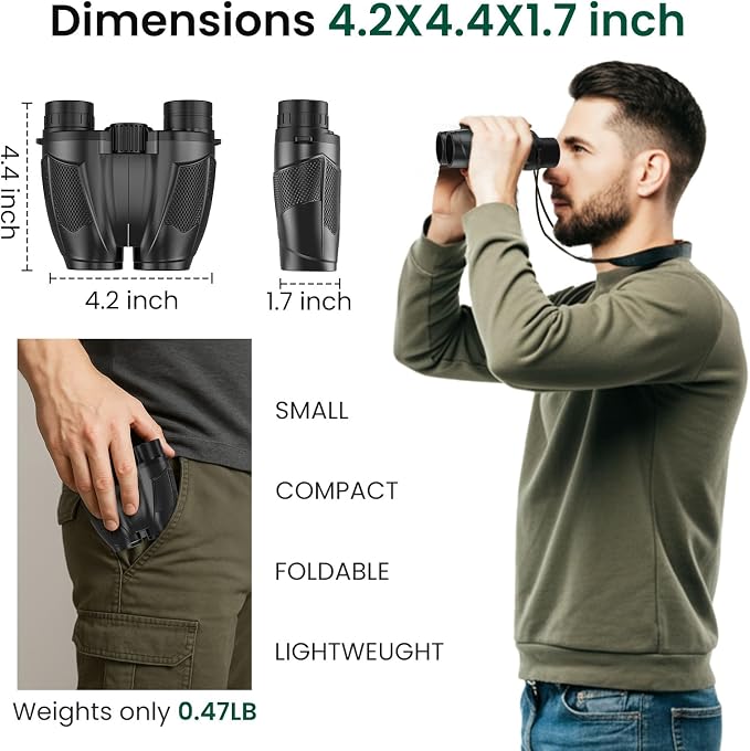 12x30 Compact Binoculars for Adults and Kids, High Power Lightweight Small - Image 5