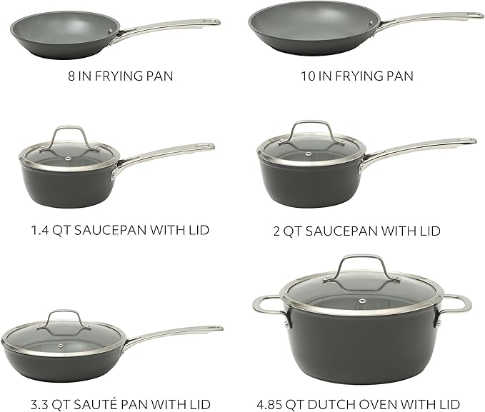 Sur La Table Kitchen Essentials Cool Commune Hard Anodized 10 Piece PFA Free - Image 3