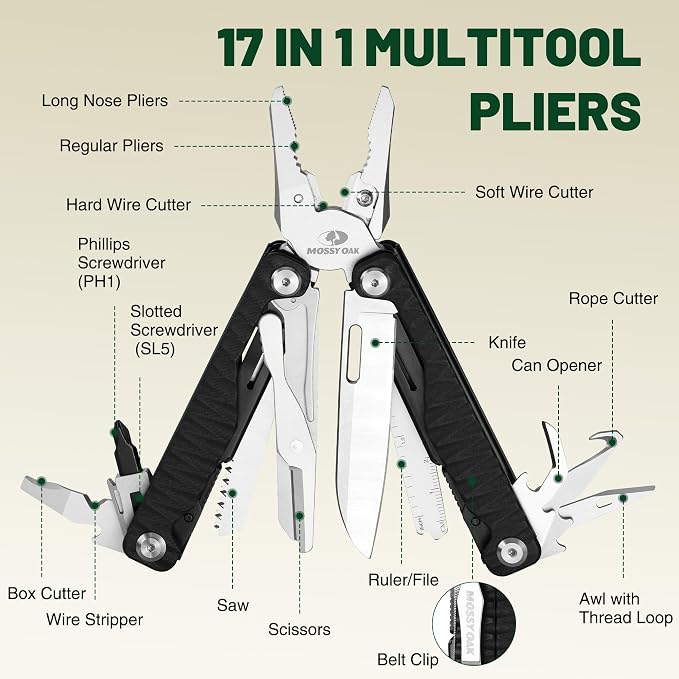 MOSSY OAK Multitool, 17-in-1 EDC Multi Tool - Image 2