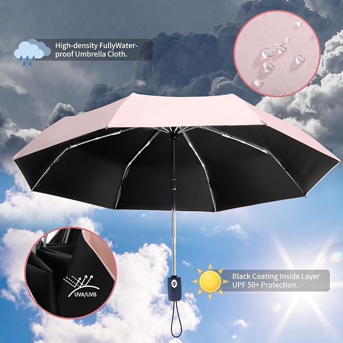 Color Glue Coating Sun Umbrella UV Protection Compact Folding Windproof - Image 3