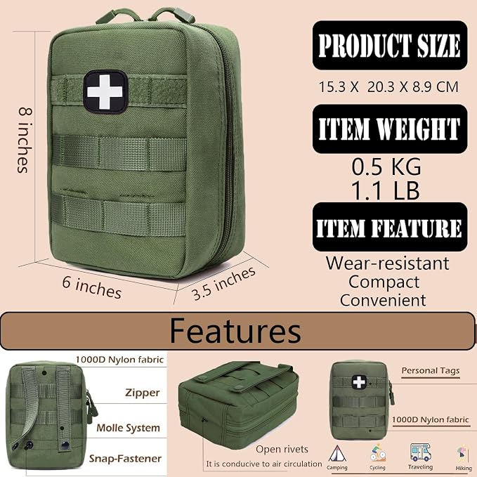 First Aid Kit EMT Medical IFAK Pouch, Molle Tactical Med Emergency Trauma Bag - Image 6