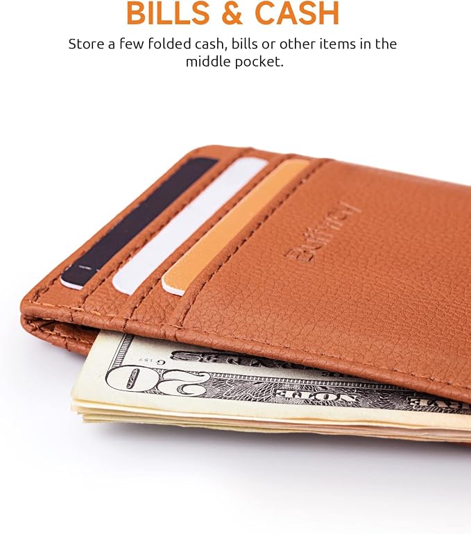 Buffway Mens Slim Wallet, Minimalist Thin Front Pocket Leather Credit Card - Image 5