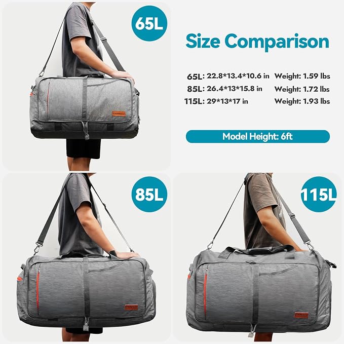 Canway 85L Travel Duffel Bag, Foldable Weekender Bag - Image 2