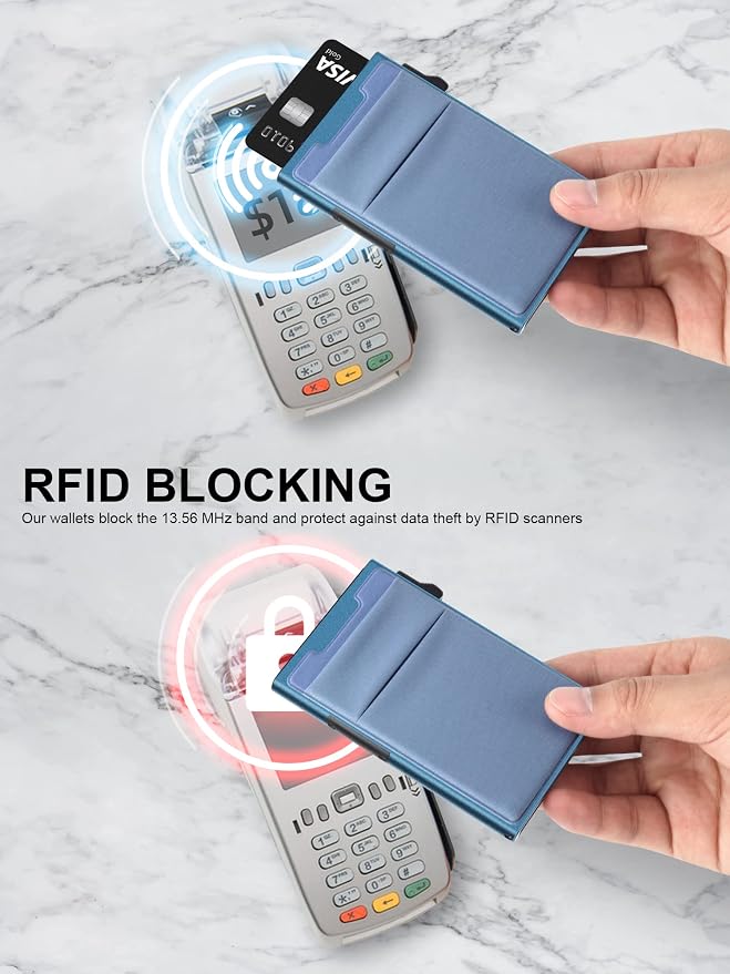 Slim Wallet for Men and Women, Pop Up Credit Card Wallet Metal Minimalist Cards - Image 3