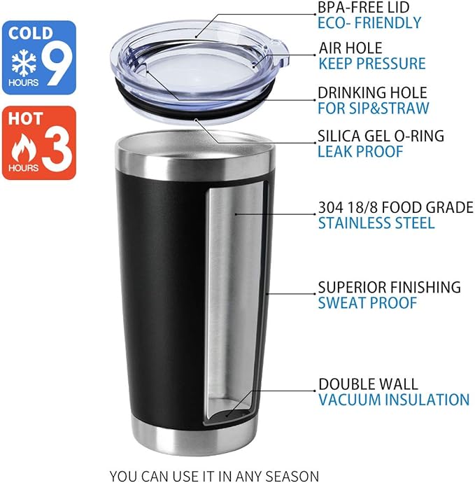 HASLE OUTFITTERS 20oz Tumblers Bulk Stainless Steel Cups - Image 4