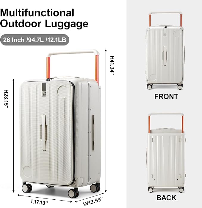 Hanke Multifunctional 26 Inch Checked Luggage Hard Shell Suitcases - Image 3
