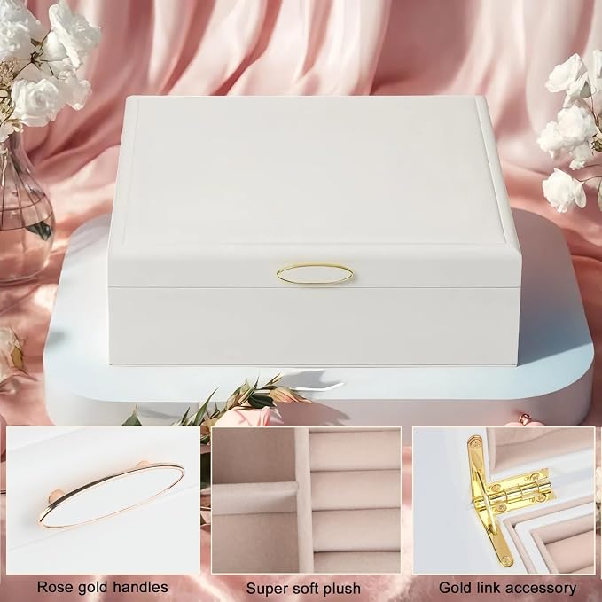 Jewelry Box Organizer for Women, Built in Necklace Hook and Detachable Jewelry - Image 3